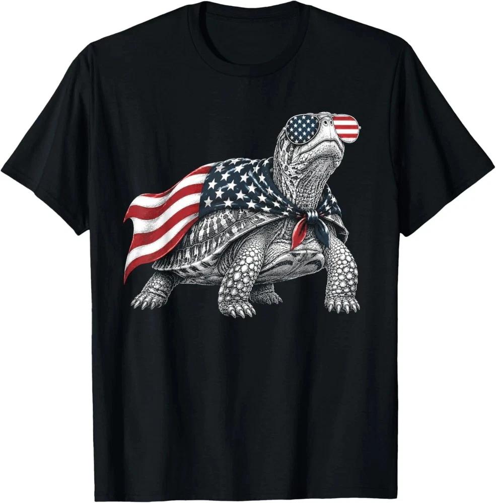 Eastern Box Turtle 4th Of July US American Flag Patriotic TShirt S
