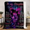A pink butterfly and silhouettes with heartfelt text on a cosmic background. for all seasons blanket lunch break throw gift