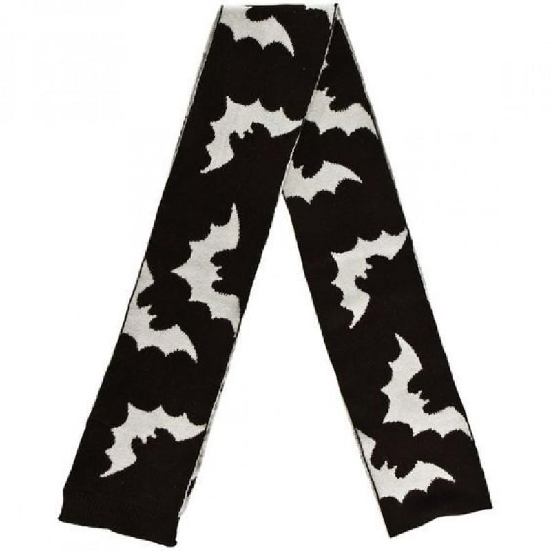 Winter-Strickschal mit Fledermaus-Spinnennetz-Print Warm Unisex Langer Wickelschal Streetwear