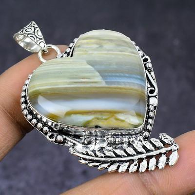 Natural Botswana Agate Gemstone 925 Steling Silver Jewelry Pendant 2.25" v7Q12