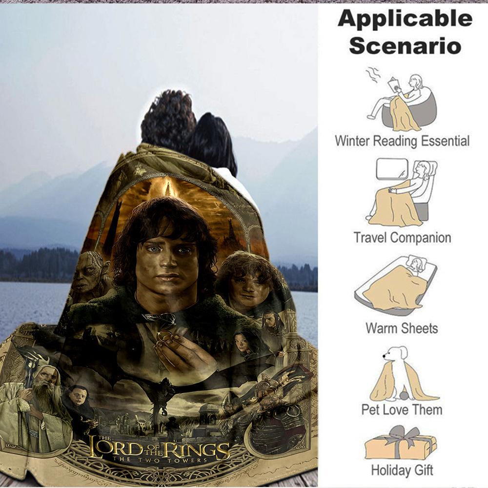 1pc Lord of the Rings Blanket Lightweight Flannel Throw For Sofa, Bed, Travel, Livingroom, Office, Couch, Chair, And Bed