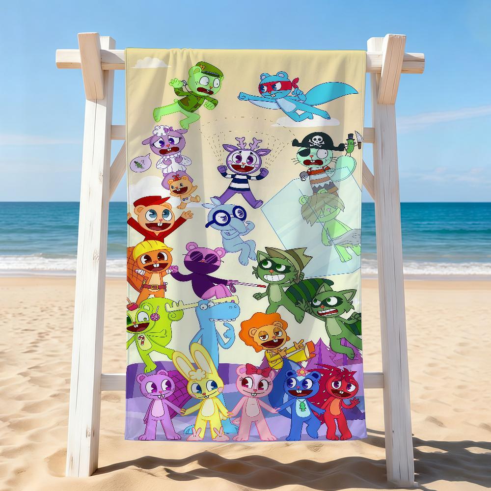 Cartoon H-Happy T-Tree F-Friends Towel Drying Bath Towel Applicable To Light Swimming Camping Yoga Beach Out