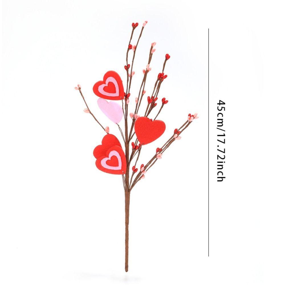 3pcs Festival Artificial Heart Berry Branches Romantic Artificial Flower  Party Favor