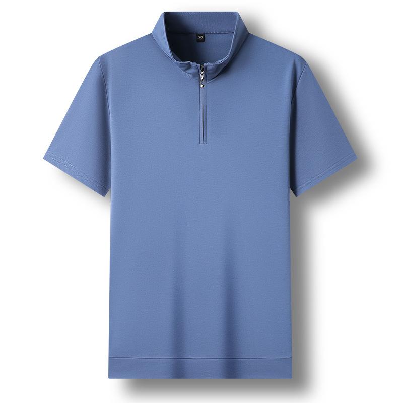 New Summer Men's Stand Collar Half Zipper Short Sleeve T-Shirt Men's Men's Half Sleeve Tops Youth Men's Clothing