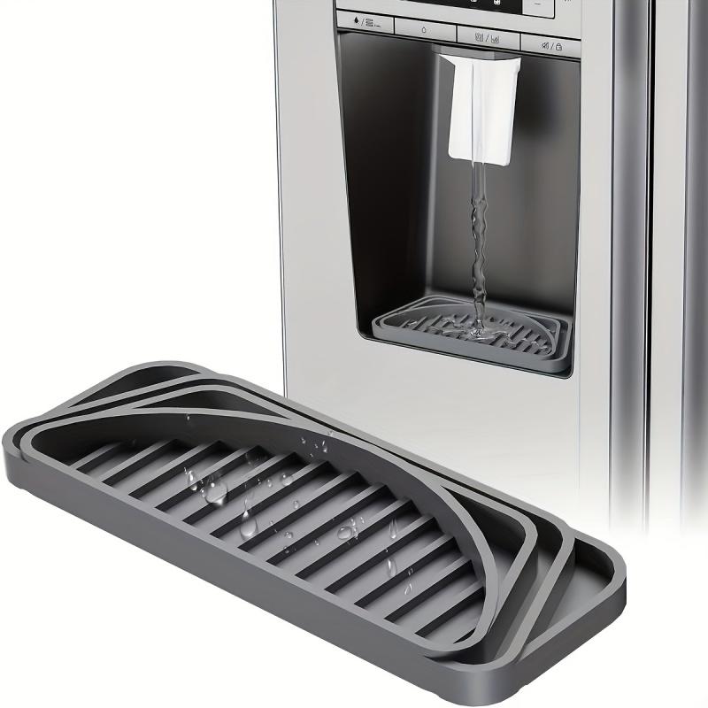 

1 шт. Силиконовый поддон для сбора капель в холодильнике, защита для диспенсера воды и льда с приподнятым дренажем, защита столешницы от протечек One Size серый