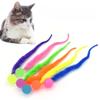 Cat Teaser Toy Bouncy Ball Fluffy Tail Simulation Caterpillar Kitten Toy Durable Bite Teaser Tool Interactive Cat Toy Supplies