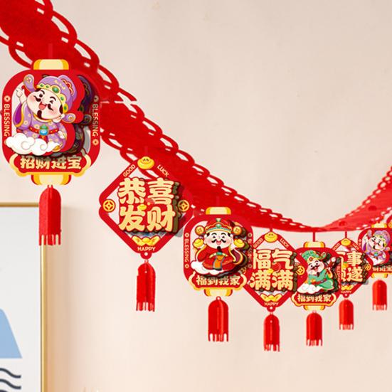 Chinese New Year Good Luck String Garland Happy Lunar New Year Hanging Banner 2026 Spring Festival Bunting Garland for Home Office Backdrop Decoration