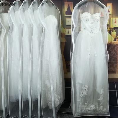 1Pcs Double-sided Transparent Tulle/Voile Wedding Bridal Dress Dust Cover with Side-zipper for Home Wardrobe Gown Storage Bag