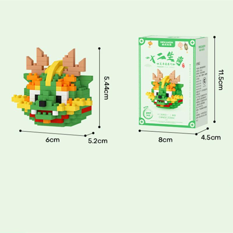 Animal Twelve Zodiac Building Blocks Rabbit Monkey Dragon Ox Rat Dog Pig Mini Small Bricks Children's Educational Toys Wholesale