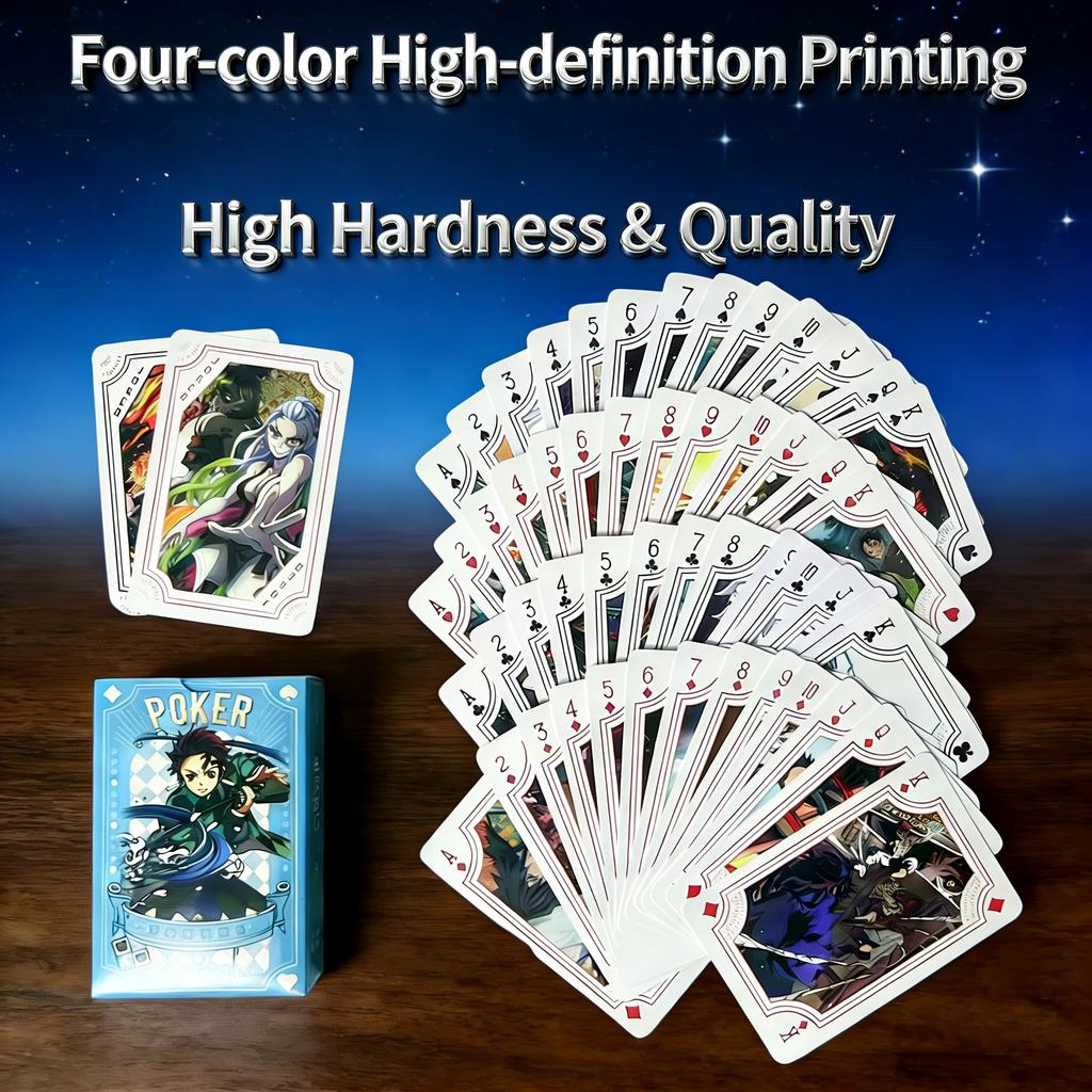 New Anime Demon Slayer Poker Deck Moisture Proof Lamination HD Printing High-Hardness Paper Perfect Playing Cards Fan Collection