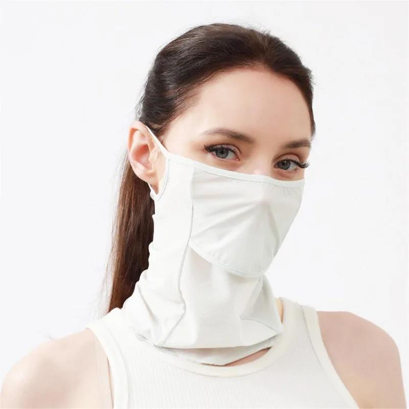 Unisex Anti-uv Ice Silk Sunscreen Mask Facial Gini Summer Outdoor Sports Ear Cord Scarves Mask Neck Protection Face Veil