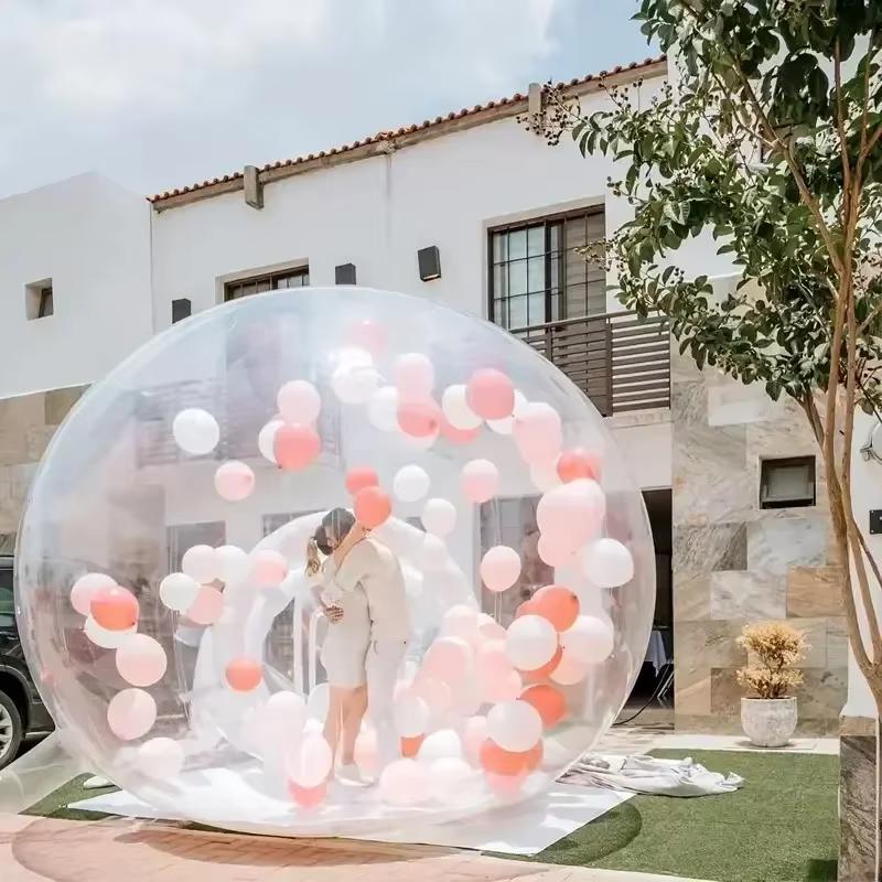 Tenda Gonfiabile a Bolla Cupola Trasparente a 360° Glamping con Soffiatore Silenzioso Gonfiaggio Rapido Certificato CE Magazzino UE per Matrimonio Festa Campeggio