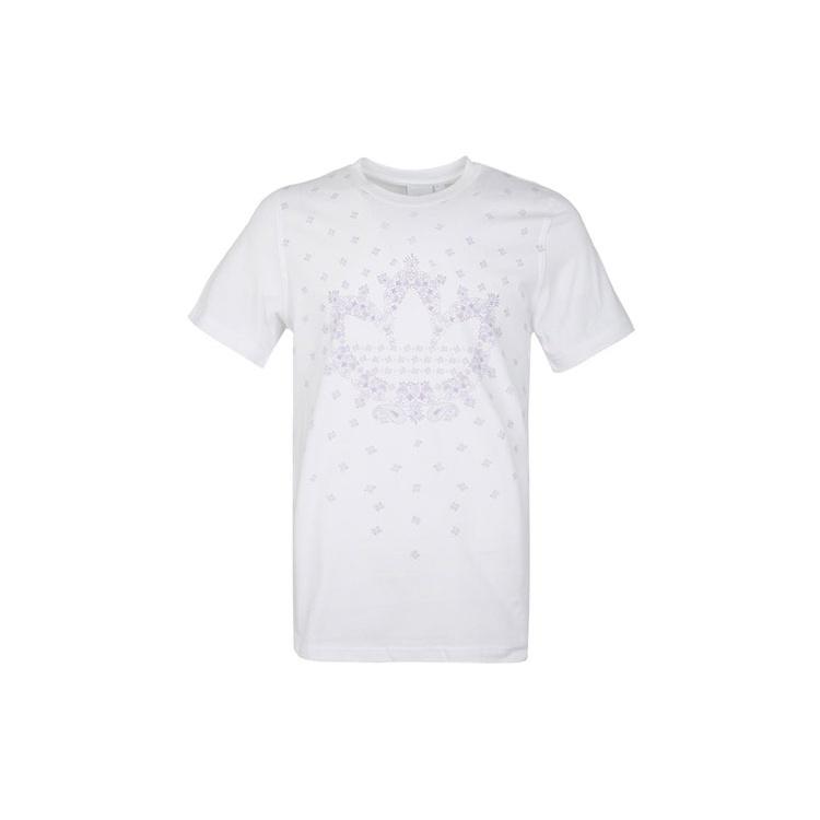 Men s adidas originals Bandana Trefoil Pattern Logo Printing Round Neck Short Sleeve White T-Shirt DX3651 XL