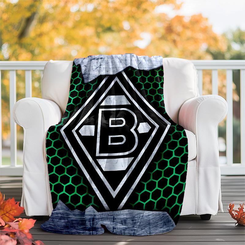 Borussia Mönchengladbach LOGO bedruckte Kuscheldecke – leicht, weich, warm;Vielseitige Decke für alle Jahreszeiten – perfekt als Klimadecke, Nickerchen-Bla