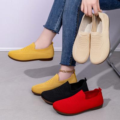 Ballet Flats Shoes for Women Width Foldable Knit Flats with Arch Support Comfortable Shoes Women's Dressy Casual Work Office Walking Loafers Shoes