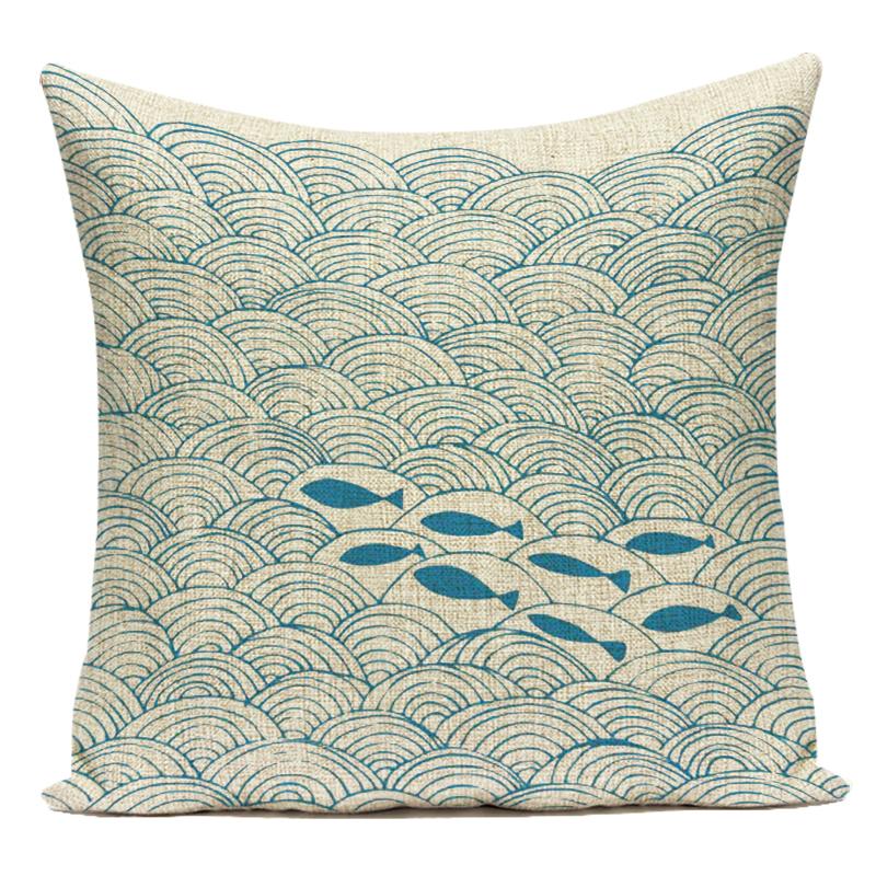 Cute Animals Fishes Decorative Throw Pillows Case Square Sofa Home Seat Cushion Cover for Home Living Room Decoration