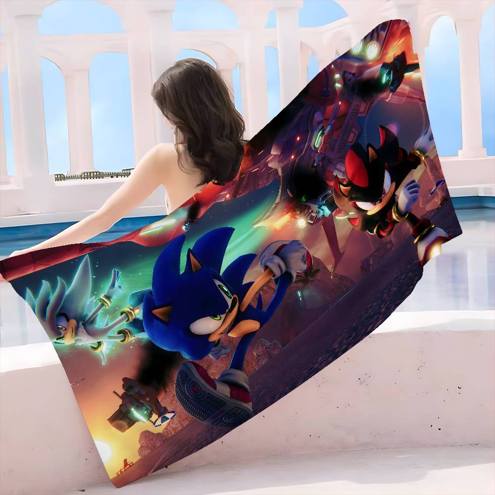 S-Sonic the Hedgehog Cartoon Microfiber Beach Towel Absorbent Quick dry Soft Yoga Swimming Resort Mountain Climbing Towel