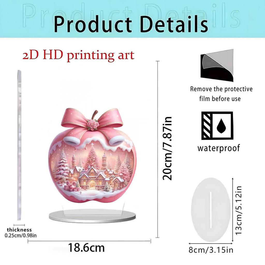 Ornement de table pomme de Noël et du Nouvel An en acrylique 2D