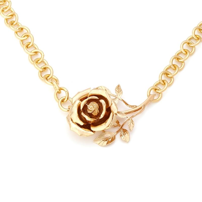 Stylish Necklace Rose Pendant Necklace Unisex Necklace Metal Texture Neck Jewelry Charm Necklace for Fashion Lover