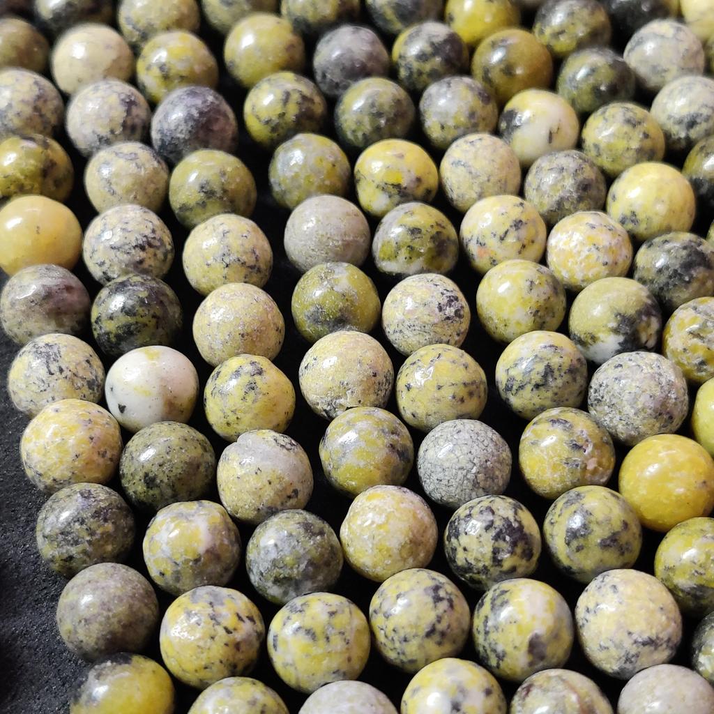 Smooth Round Yellow Serpentine Beads, Loose Beads, Full Strand 14-15 Inch Beads, Gemstone Beads for Jewelry Making, 6mm 8mm 10mm Size Beads.