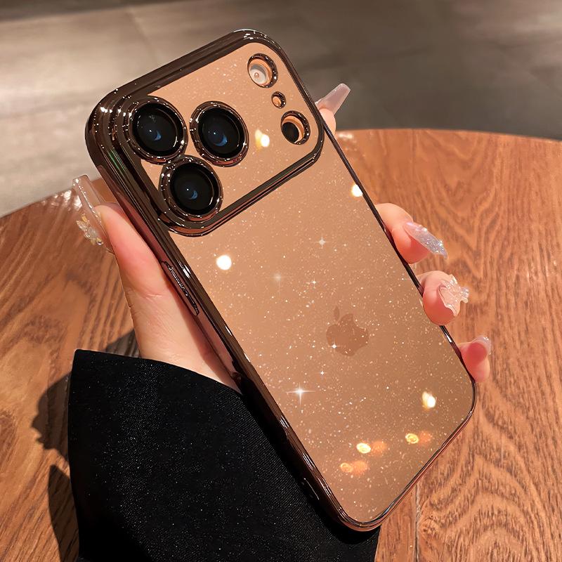 Stardust Glitter Transparent Case for iPhone 17 with Built-in Lens Film and Apple 16 Drop-Proof Protection