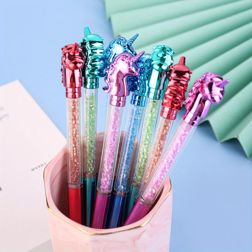 Back To School Season 10pcs Creative Imitation Metallic Imitation Crystal Imitation Diamond Ballpoint Pen Color Signature 0.7mm Blue Ballpoint Pen