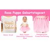 Set of 3 Birthday Doll Pink Clothing Accessories Including Skirt Romper Headband for 43cm / 17Inch Newborn Baby Doll (No Doll)