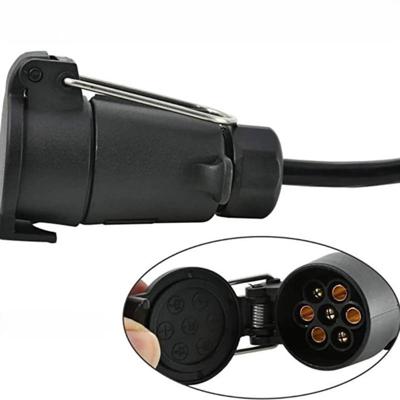 Portable 4 Pin to 7 Pin Trailer Connector for Secure Brake Light Separation Outdoor Adventures Convenient Travel Storage