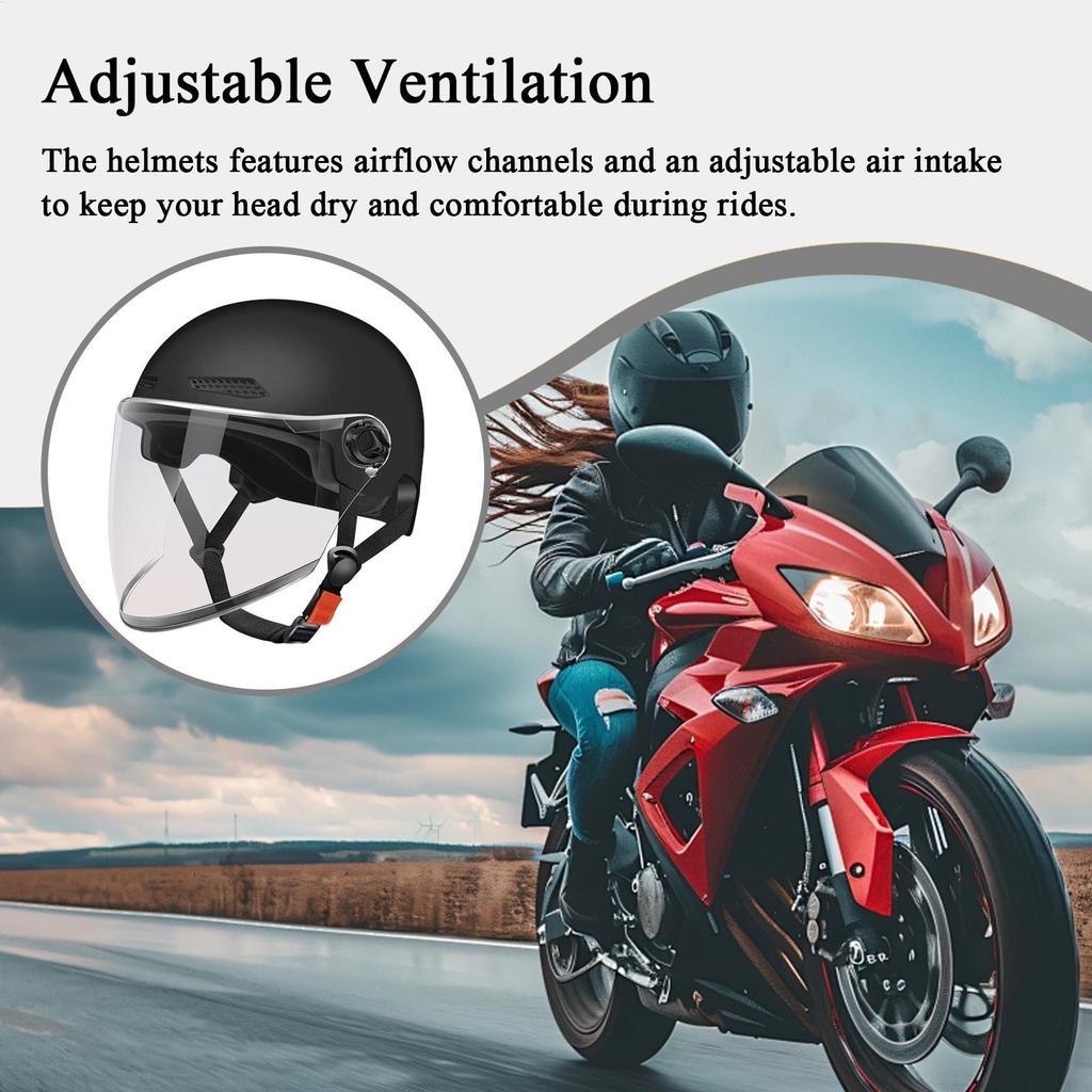 Half Face Helmet Half Helmet for Adults Retro Open Face Quick Release Sun Protection Hat for Riding Motor ATV Scooter Racing