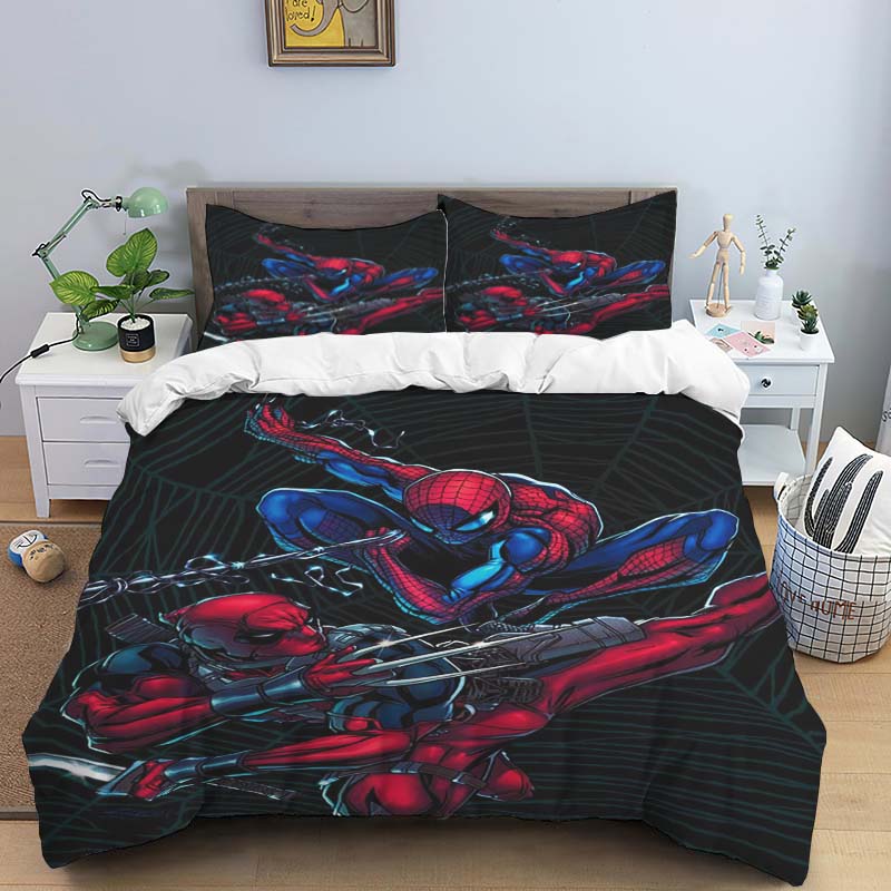 New Spider-Man Printed Bedding Set, Cartoon Pattern Duvet Cover and Pillowcases, Single/double Sheet Set.