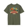 Vermont Retro Travel Badge T-Shirt | Vintage Mid-Century Green Mountain Tee | VT Green Mountain State Souvenir Road Trip Gift
