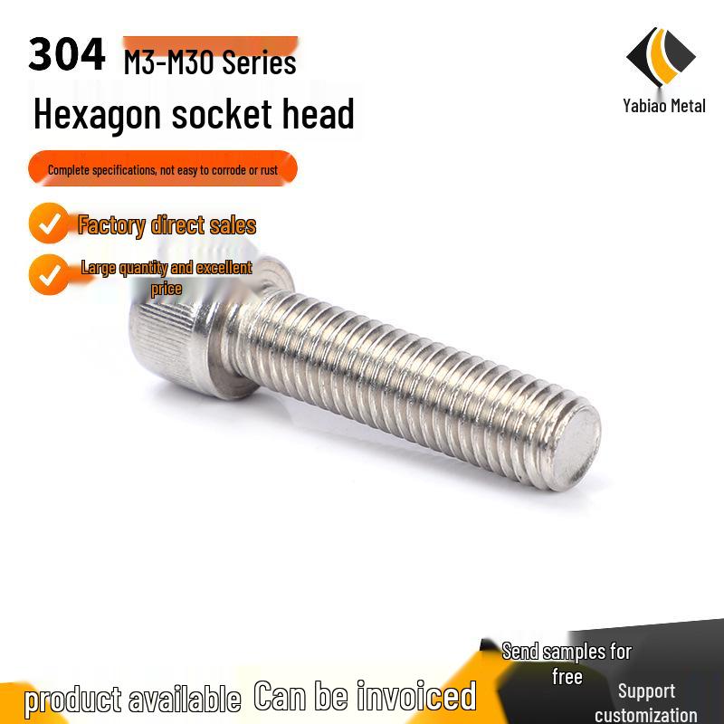 304 Stainless Steel Hex Socket Head Cap Screws for Photovoltaic Use DIN912 M3-M6