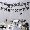 Black Bow Birthday Flag Banner Happy Birthday Party Decor Kids Adults Hanging Banner Photo Backdrop Wedding Baby Shower Supplies