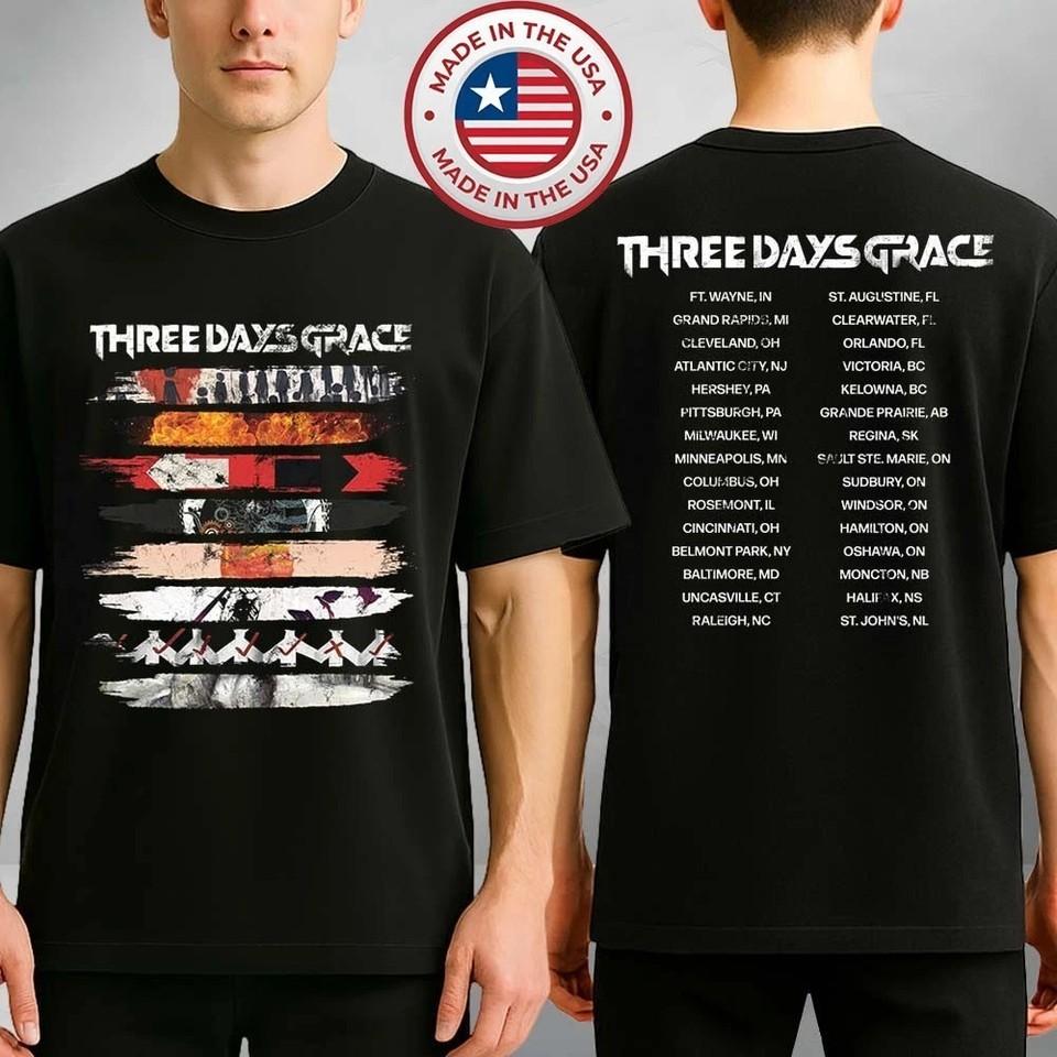 Three Days Grace 2026 Album Stripe Tour Inspired T-Shirt XXXXL