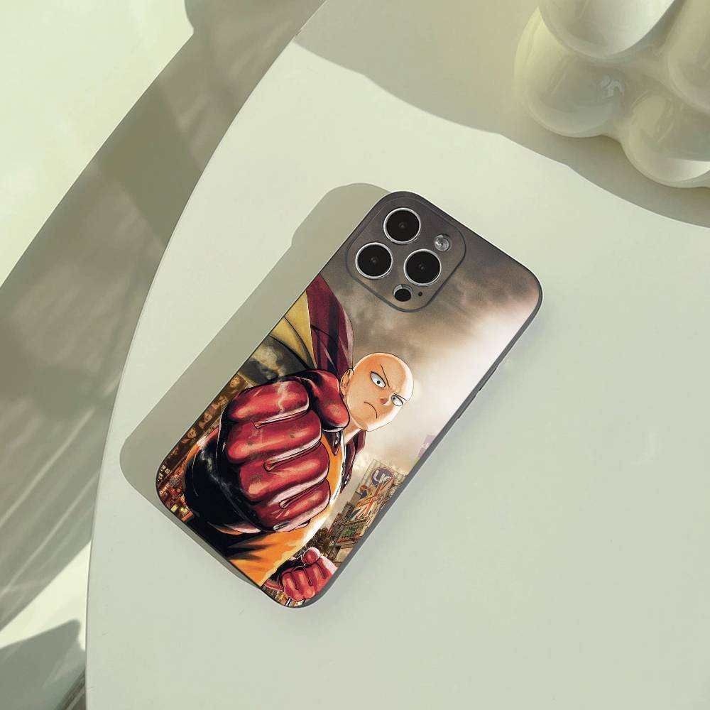 

O-P-M-One-Punch -Man Phone Case For iPhone 17,16,15,14,13,12,11 Pro Max,16Plus,XS Soft Black Cover iPhone14Plus