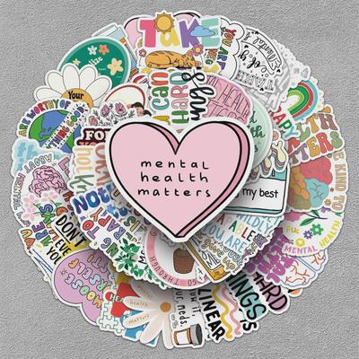100 Inspirational Waterproof Mental Health Stickers for DIY Decoration On Milk Tea Cups and Handbooks