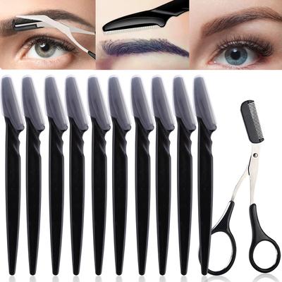 11-teiliges Set mit professionellem Augenbrauen-Trimmer, sicherer Klinge, Augenbrauen-Schere, Kamm, Set für Frauen, Gesicht, Haarentferner, Schaber, Rasierer, Make-up-Schönheitswerkzeuge