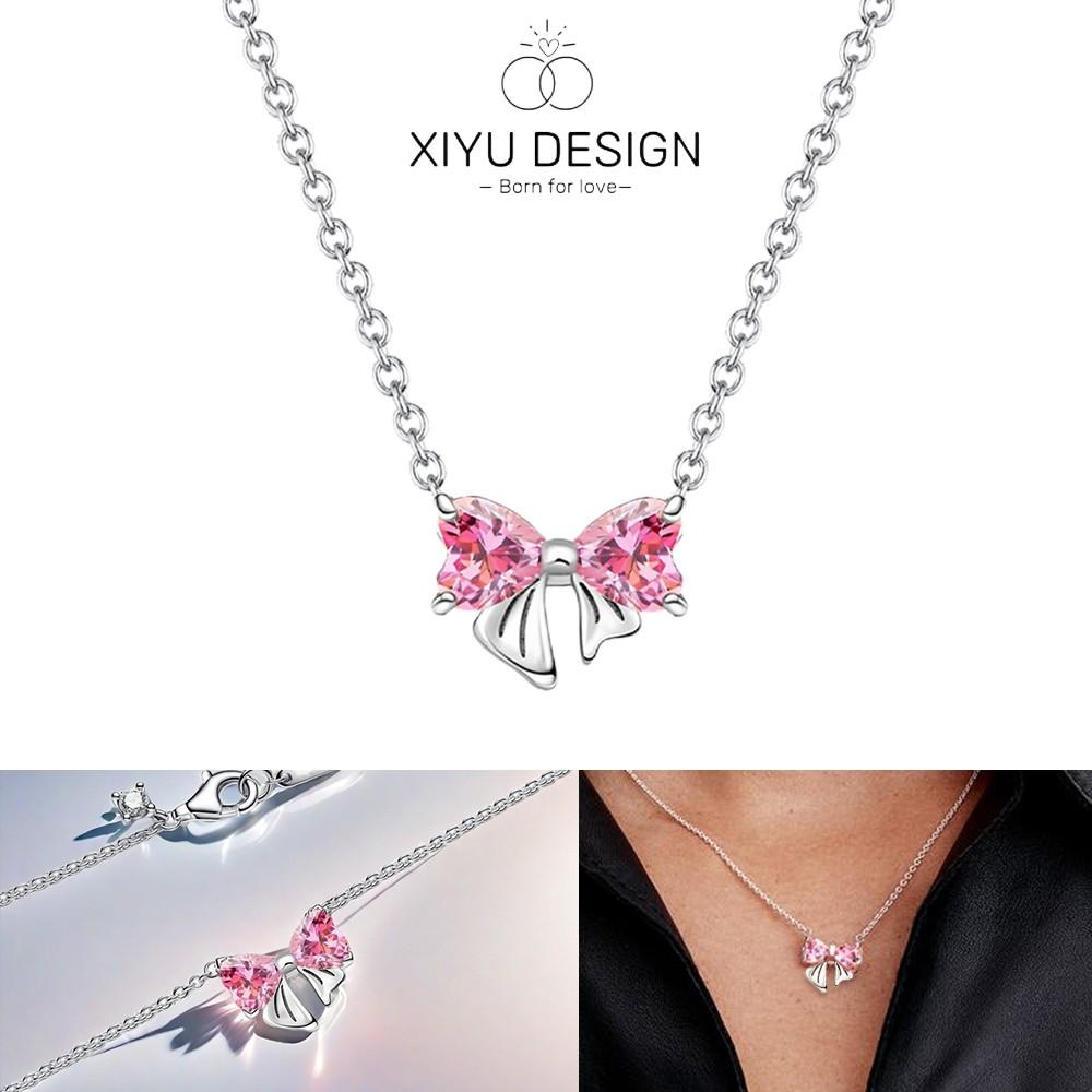 Romantisches Schleifen-Schmuckset Kupfer Modeschmuck Ohrring Halskette Ring Armband Krawatten-Set Original DIY Damen Fein Valentinstag Geschenk