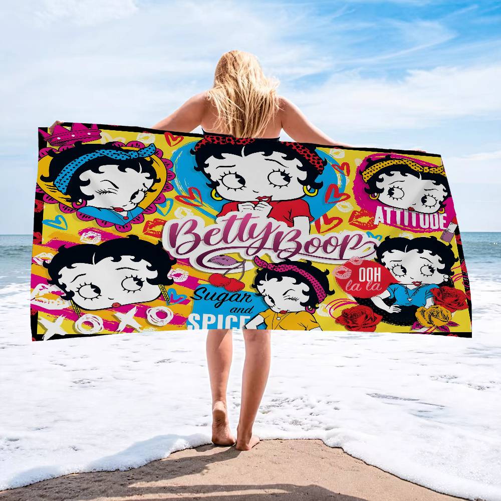 Anime B-Bettys B-Boops Microfiber Beach Towel Absorbent Quick Dry Soft Yoga Swimming Resort Mountain Climbing Towel