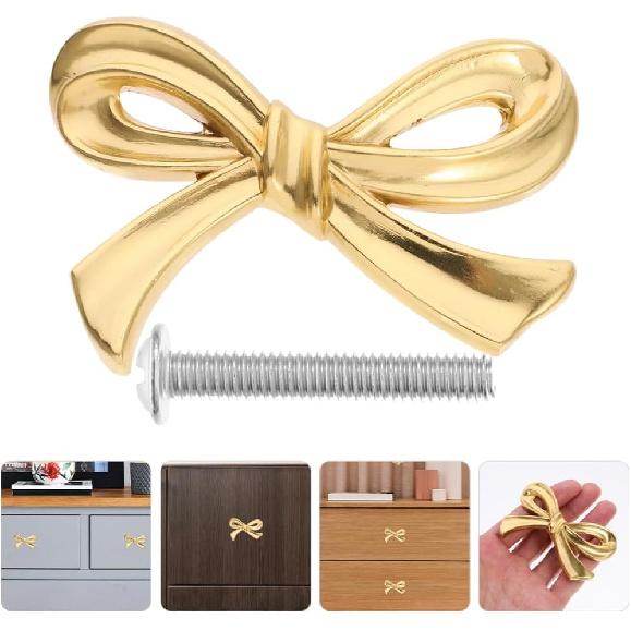 DOITOOL Decorative Bow Knobs for Dresser, Bow Shape Cabinet Knobs for Home Bedroom Kitchen Cabinets, Pack of 6
