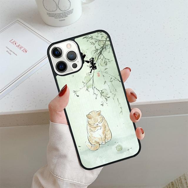 Japanese Cat Culture Aesthetic Art Phone Case For iPhone 17 Air 14 15 16 13 12 Cover For Apple Pro Max Plus