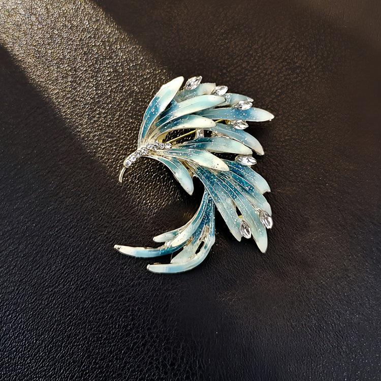 Elegante chinesische Retro-Emaille-Brosche Phönix & Schmetterling für Damen