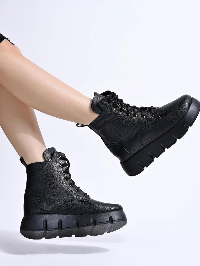 Shoetopia Womens  Chunky Heel Short Booties with Non-Slip Sole, Comfortable Trendy Ankle Boots | Soft Cushioned Sole | Casual, Party & Winter Wear