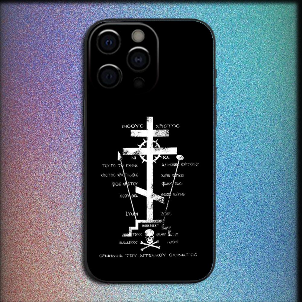 

Orthdox Cross Icon Phone Case For iPhone 16,15,14,13,12,11,Pro,X,XS,Max,XR,Plus,Mini Soft Black Cover iPhone11