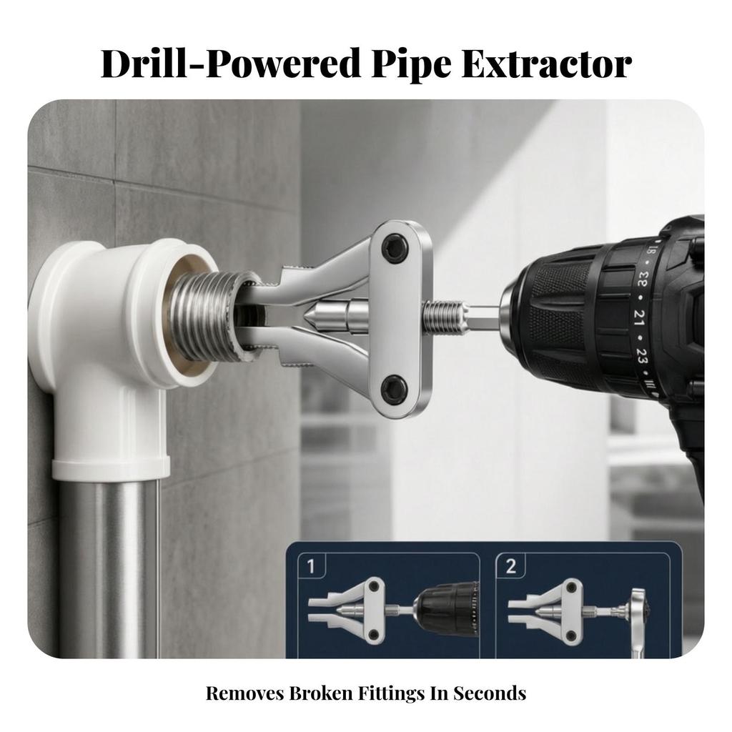 Driven Pipe Extractor with Hex Shank Hardened for Plumbing Repair