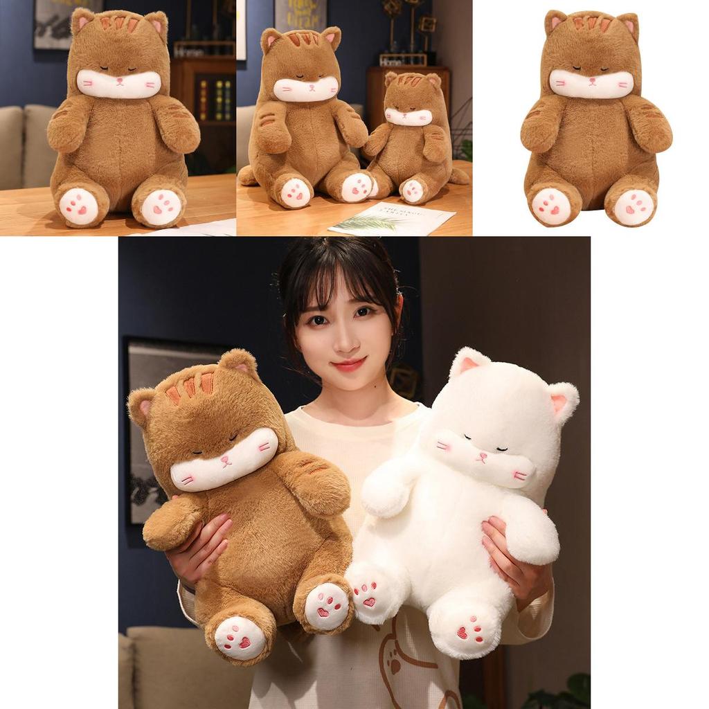 Adorable Cat Plush Pillow Doll Soft Cuddly Kitty Figure Fluffy Stuffed Toy Gift For Girls
