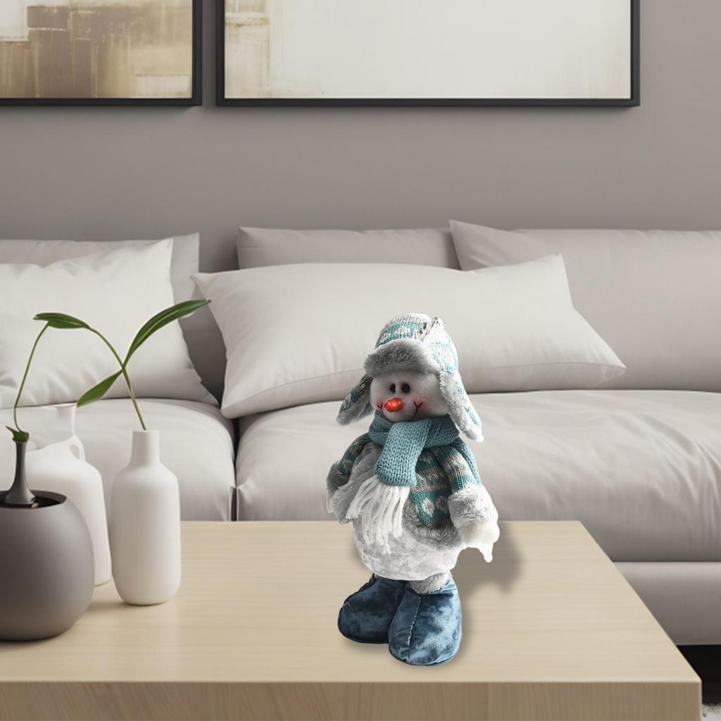 Christmas Blue Fabric Telescopic Santa Claus Snowman Elk Christmas Doll Ornament