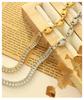 Geometric Zircon Pig Nose Spliced Bracelet & Necklace Set - European/American Nude Chain, Non-Fading P196-E009