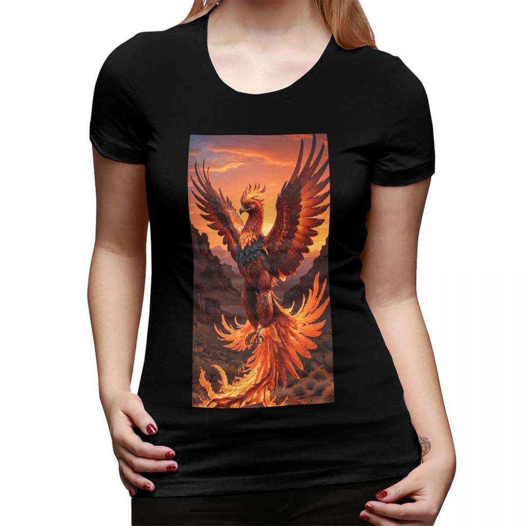 Phoenix Mythical Bird With Fiery Wings TShirt for Women ONeck Streetwear T Shirts Womens Tees Short Summer Clothes Tops