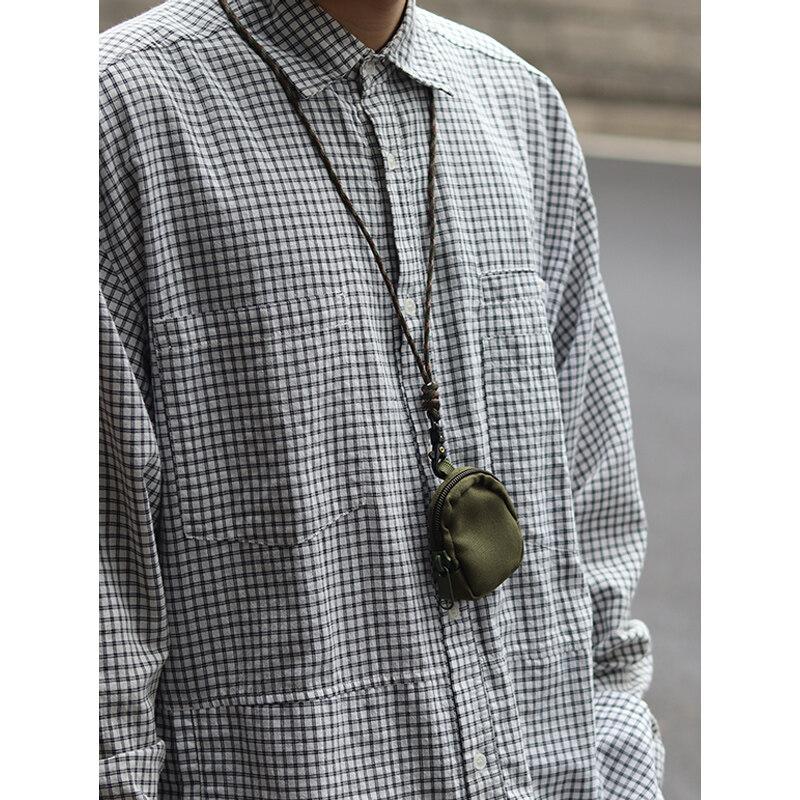 Originální japonská ležérní plátěná mini peněženka na mince na krk se zipem, pouzdro na Bluetooth sluchátka, pánská a dámská ins klíčenka, malá taštička se šňůrkou